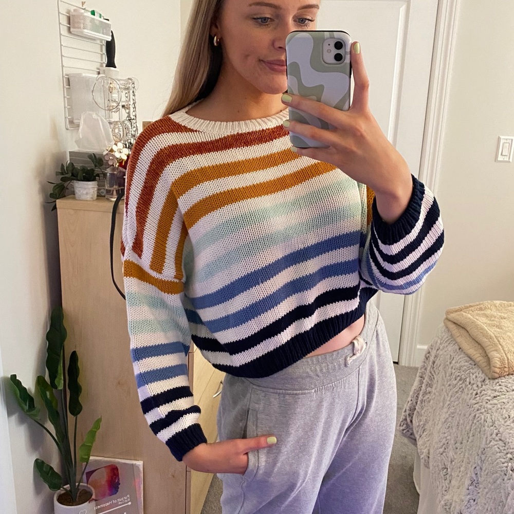striped crop sweater